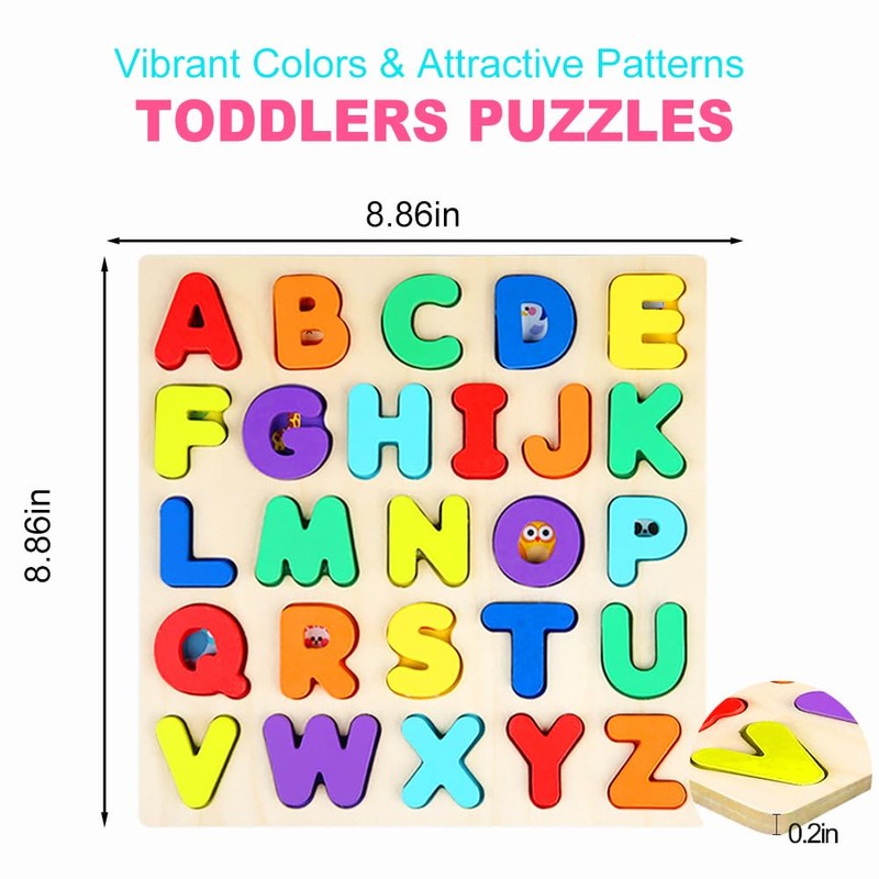 Wooden Jigsaw Puzzles for 2 3 4 Year Old Kids