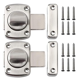 Bathroom Door Lock, 2 Pcs Rotate Bolt Latch Lock, Toilet Door Locks, Door Bolts for Internal Doors, Anti Theft Door Lock Bolt, Applicable to Various Doors Door Lock Latch (Silver) ﻿