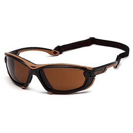 Carhartt Toccoa Safety Glasses, Black/Tan Frame, Sandstone Bronze H2MAX Anti-Fog Lens