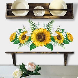 Sunflower Wall Stickers Peel and Stick Yellow Sunflower Wall Decor,Removable Waterproof Wall Decals for Living Room Bath Paint,Treatments and Supplies