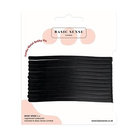 Basic Sense Jumbo Metal Hair Pins Sturdy Strong Bobby Slides Clips For Thick Hairpins for Unisex a pack of 12pcs, Large Matt Black