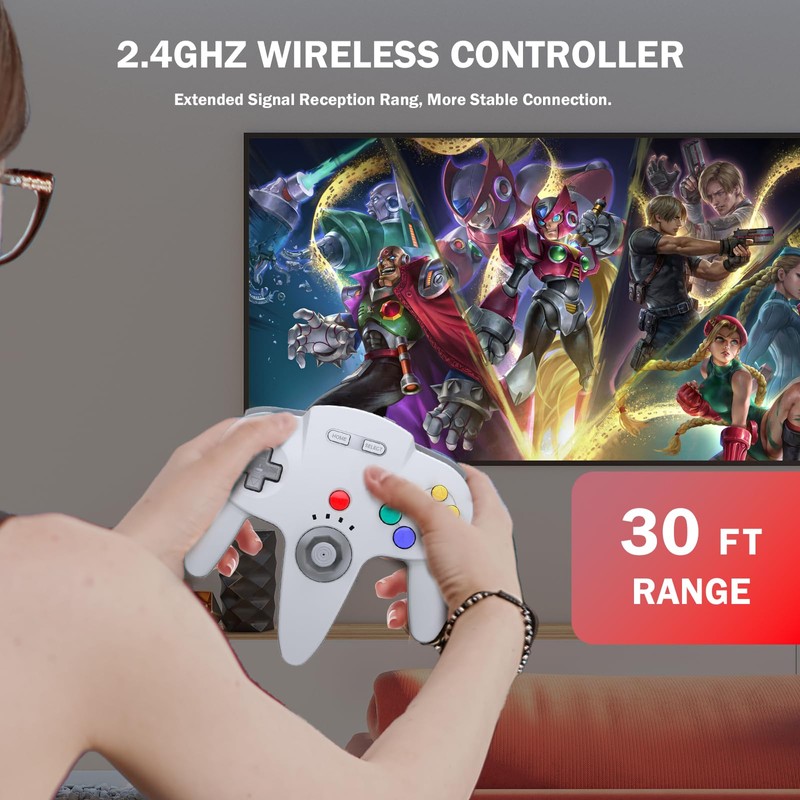 Wireless N64 Controller for Switch, 2.4GHZ Remote Wireless Joystick Controller