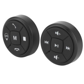 Duokon 1W Steering Wheel Control Button, Wireless GPS Wireless Bluetooth Controller Switch for iOS/and ~ Black Metal + ABS