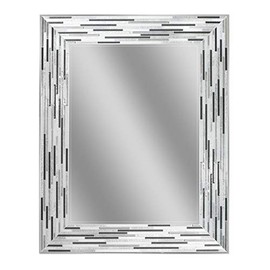 Headwest Reeded Charcoal Tiles Wall Mirror, 30 inches by 24 inches, 30" x 24"