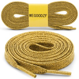 WEGOODZF Flat Glitter Shoe Laces: Metallic Sparkle Shoelaces for Sneakers -2Pair, 06 Gold, 47 inch (120CM)