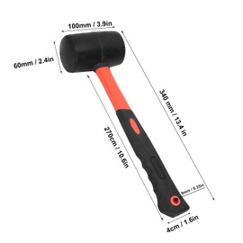  4 PCS 27 OZ Rubber Mallet, Rubber Hammer Head, Rubber Mallet Set With Black-Orange Fiberglass Handle Perfect For Wood, Metal, Plastic, Glass, And Ceramics. By GENHAKON