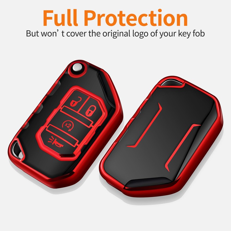 Sindeda for Jeep Key Fob Cover with Keychain Soft Full