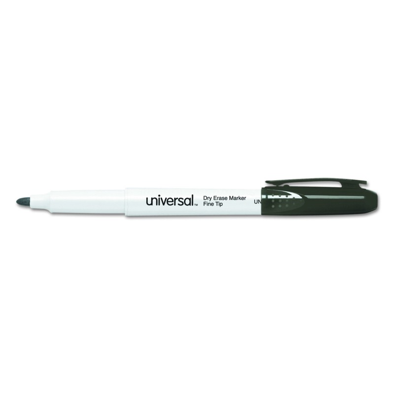 Universal 43671 Pen Style Dry Erase Marker, Fine/Bullet Tip, Black