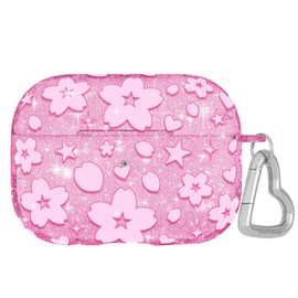Velvet Caviar Compatible with AirPods Pro Case 2nd and 1st Generation - Cute Protective Hard Cover for Women - Cherry Blossom Glitter