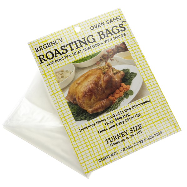 Regency Wraps Oven Safe Roasting Bake Meal in Disposable Bag, Up to 24 Lb Turkey and Veggies, 20" x 24" (2 pack)