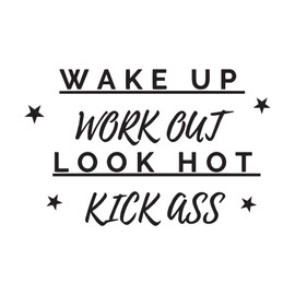 Wakeup Workout Look Hot Fitness Workout Success Motivation Quote Decal Wall Art Sticker Designs Vinyl Stickers for Home House Walls Rooms Windows Bedroom Decoration Size (12x12 inch)