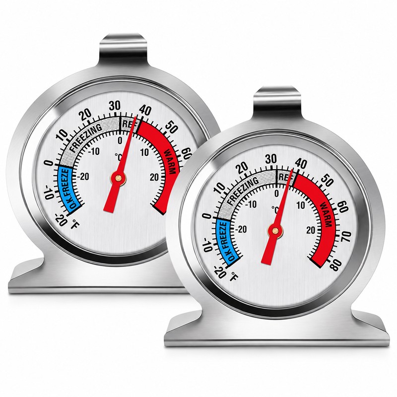 Analog Refrigerator Freezer Thermometer for Kitchen Temperature Monitoring – Easy-Read