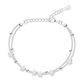 Silver Bracelet for Women 925 Sterling Silver Bracelets Layered Charm Bracelets Friendship Bracelet for Girls Women's Jewellery