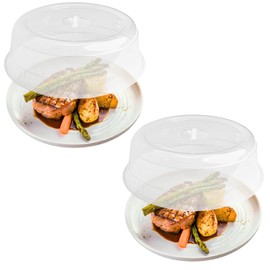 JOY Tapa para Microondas 2 Piezas, Contra Salpicaduras de Alimentos con Asa,Fácil Agarre, Libre de BPA, Medida Standard para Plato de Horno Convencional (26.5x26.5x8.5 cm)