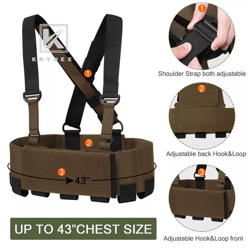 KRYDEX Concealed Carry Low-Vis Ready Chest Rig Elastic Cummerbund Coyote