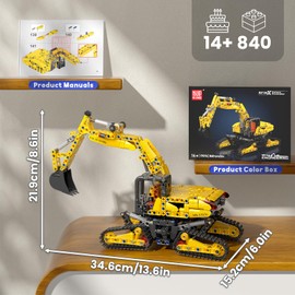 Mould King 17076 Technik Building Blocks Excavator Crawler Excavator Truck Model SFINX Construction Machine Clamping Blocks STEM Gift for 14+ Teenagers and Adults (840 Pieces)