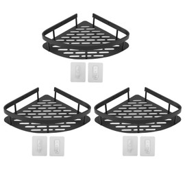 Triangular Shower Shelf Punch Free Rustproof Aluminum Shower Corner Shelf with Hollow Base for Bathroom Toilet 3 Layers