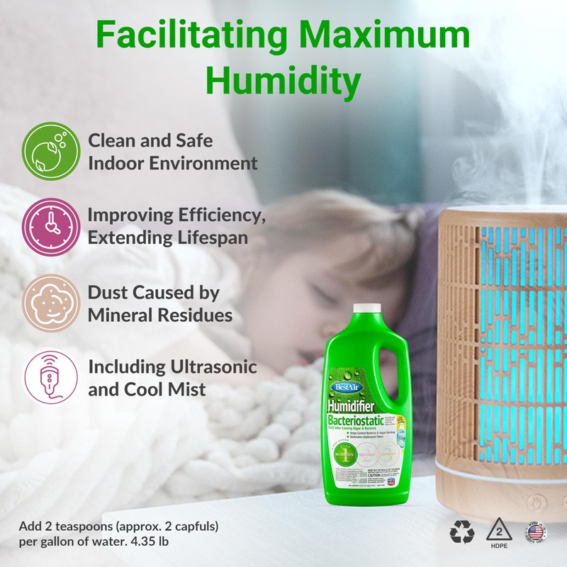 Bacteriostatic Humidifier Water Treatment – Comprehensive Humidifier Cleaning Solution –