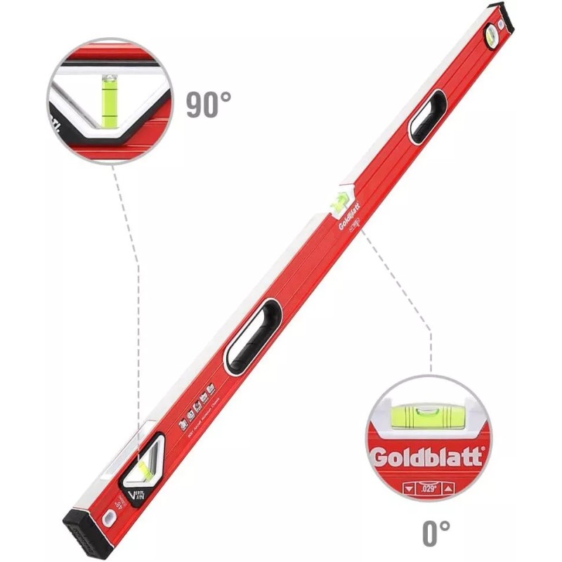 Goldblatt 48" Torpedo Level Vertical Site 3Vials 0°/90° Die Cast