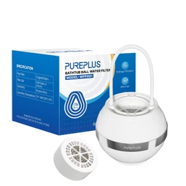 PUREPLUS Bathtub Bath Water Filter for Tub,8 Stages Kinder Bath Filter,2500 Gallons Advanced KDF Filtration,Reduces Chlorine & Heavy Metals,Removes Contaminants for Softer Skin and Hair，1shell 1filter
