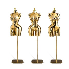 US Stock BBL Plus Size Female Curvy Torso Chrome Mannequin Upper-Body Half Body Large Hips Brazilian Girl Dress Form HeadlessColor: gold, Size: 4