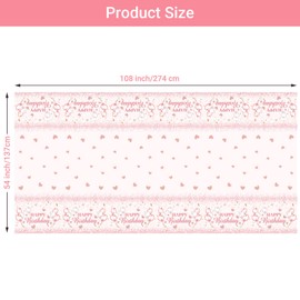 3 Pieces Pink and Rose Gold Party Decorations Happy Birthday Tablecloths Birthday Party Table Cloths Plastic Disposable Table Cover for Girl Women Sweet 16 Birthday Party Supplies, 54 x 108 Inches