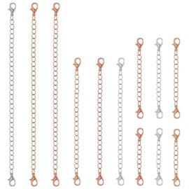 SEWACC 12pcs Necklace Extenders Chain Extenders for Necklaces Alloy Jewelry Bracelet Anklet Necklace Extenders for Women Jewelry Making 2" 3" 4" 6"