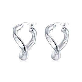 Silber Ohrringe für damen 925 mit gebogenem, verzerrtem Design. Creolen aus Silber 925 für Damen oder 18K Gold, ideal als Geschenk zum Muttertag... Ohrringe mädchen. Schmuck damen (Versilberung)