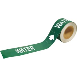 Brady 20481 Economy Pipe Markers-to-Go, B-736, 1" Height X 8" Width, White On Green Self-Sticking - Plastic Film, Legend "Water"
