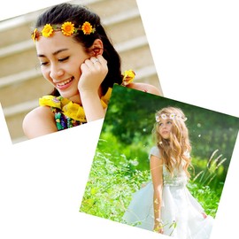 CCHAMP 5 x Artificial Daisy Headband Hair Band for Bridesmaid Wedding Flower Girl Headband Daisy Flower Garland for Girls and Women Flower Wreath Headpiece White Purple Yellow Blue Pink