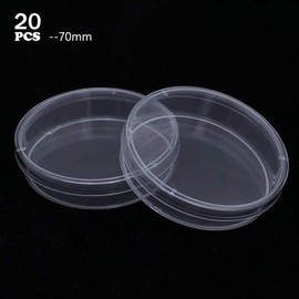 70 mm Petri Dishes, Pack of 20 Laboratory Cell Tissue Petri Dishes with Lid, Sterilised Petri Dishes, Bacterial Culture Bowl, Transparent Plant Cell Tissue Culture Petri Dishes for Laboratory Culture