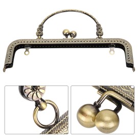 Zerodis Marco de Metal para Monedero, Asa Cuadrada Retro en Relieve, Cierre con Cierre de Beso, Marco para Monedero DIY, Decoraciones Artesanales, 20,5 Cm