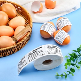 TaoBary 500 Count Safe Handling Instruction Stickers for Eggs 2.25”x1.25” Farmers Fresh Eggs Carton Stickers Thermal Printed Safe Handling Label for Egg Cartons