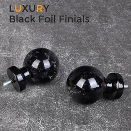 JRZOO Black Curtain Rods for Windows 72 to 144 Inch, 1'' Heavy Duty Adjustable Drapery Rod with Unique Crystal Ball Finials, Modern Decorative Curtain Rod,Size; 30-144''