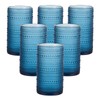 16oz Hobnail Drinking Glasses, Set of 6 Blue Tumblers