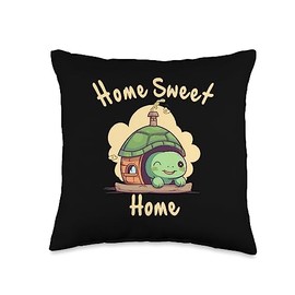 Funny cute designs and happy kawaii gifts Cute Turtle Sweet Chill Couch Potato Stay-at-Home Throw Pillow, 16x16, Multicolor