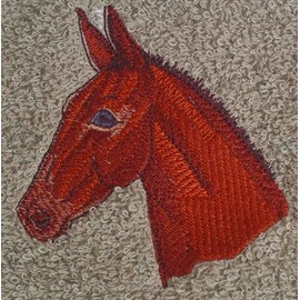 Big Black Horse LLC Bath Towel Set with Embroidered Mule Head - Beige