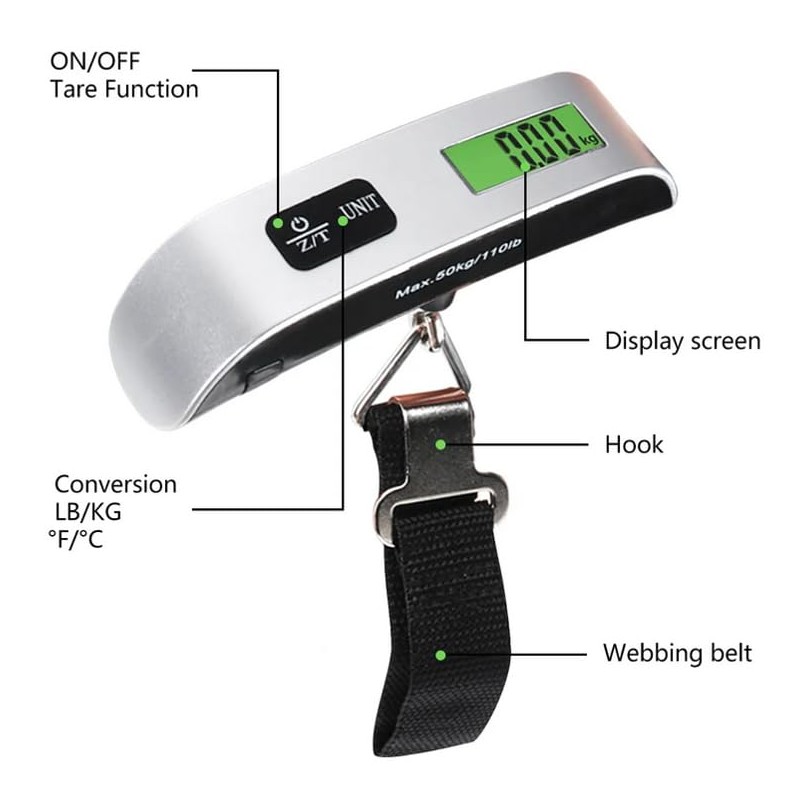 2 Packs Luggage Scale, Digital Electronic LCD Display Tare Function