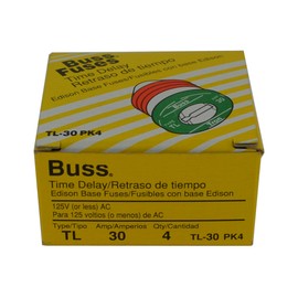 Bussman TL-30PK4 30 Amp TL Edison Plug Time Delay Fuse 4 Count