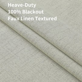 Joydeco 100% Black Out Curtains 63 inch Long 2 Panels Burg Natural Blackout Linen Drapes for Bedroom Living Room Darkening Curtain Thermal Insulated Back tab Rod Pocket(37x63 inch,Light Beige)