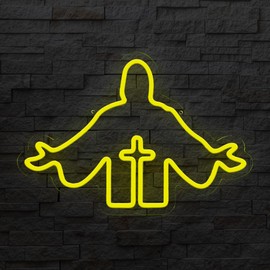 Jesus Neon Sign Cross Neon Light Wall Decoration for Christian Believers Room Religious Party Decoration 17 * 11.6 Inch