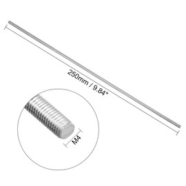 TOP-VIGOR 12Pcs M4 x 250mm Fully Threaded Rod, 304 Stainless Steel Right Hand Threads Rods, Fully Studding Rod Bar with 12Pcs Hex Nuts for Anchor Bolts, Clamps, Hangers and U-Bolts
