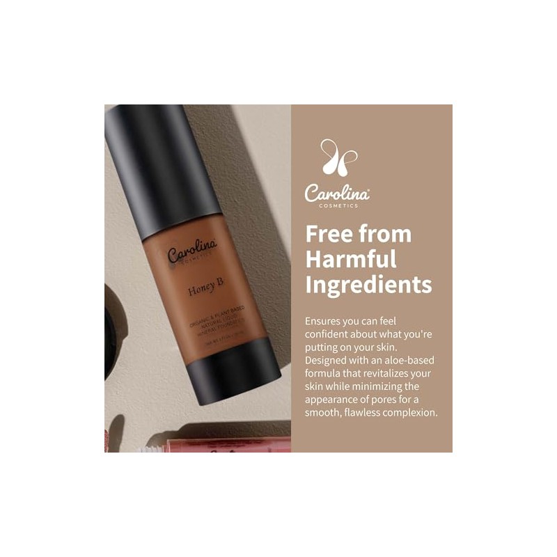 Carolina Cosmetics Base Maquillaje Tono Honey Origen Vegetal Hidratante Minimiza