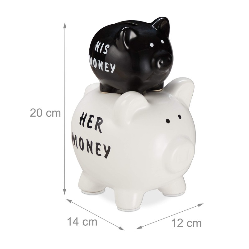 Relaxdays His & Her Money 2 Piggy Bank, Funny Money
