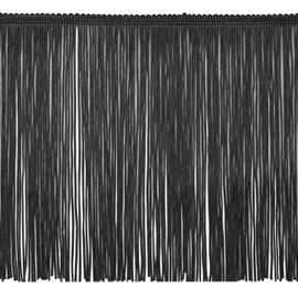 Trims By The Yard 8" Chainette Fringe Trim, Polyester-Made Decorative Fringe Trim, Versatile Fringes for Costumes, Uniforms, Home Decor, and Party Decorations, 5 yards, Black