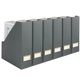 BLU MONACO Décor and Organization with a Set of 6 Foldable File Boxes in Grey with Gold