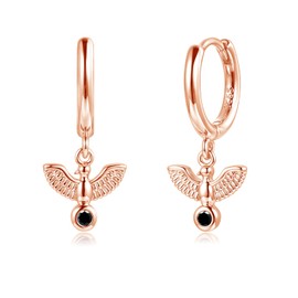 Kamise Silver Drop Earrings for Women, 925 Sterling Silver Peace Dove Drop Hoop Earrings with Gem, Dangly Earring with Pendant, Rose Gold Dangle Ear Rings, Jewellery Gifts for Ladies Girls Birthday