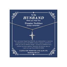 72ore To My Husband Necklace Silver Small Cross Pendant Promise Necklace for Men Birthday Jewelry Gift for Husband Gifts From Wife