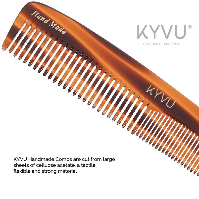 KYVU Handmade Cellulose Acetate Comb T8, 19.1 cm, FINE &