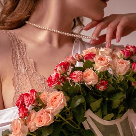 HSWYFCJY Women's Pearl Necklace White Round Pearl Necklace Length 45 cm Faux Pearl Chain Choker Necklace Pearl Necklace for Wedding Party 6/8/10/12/14 mm, Pearl, Pearl